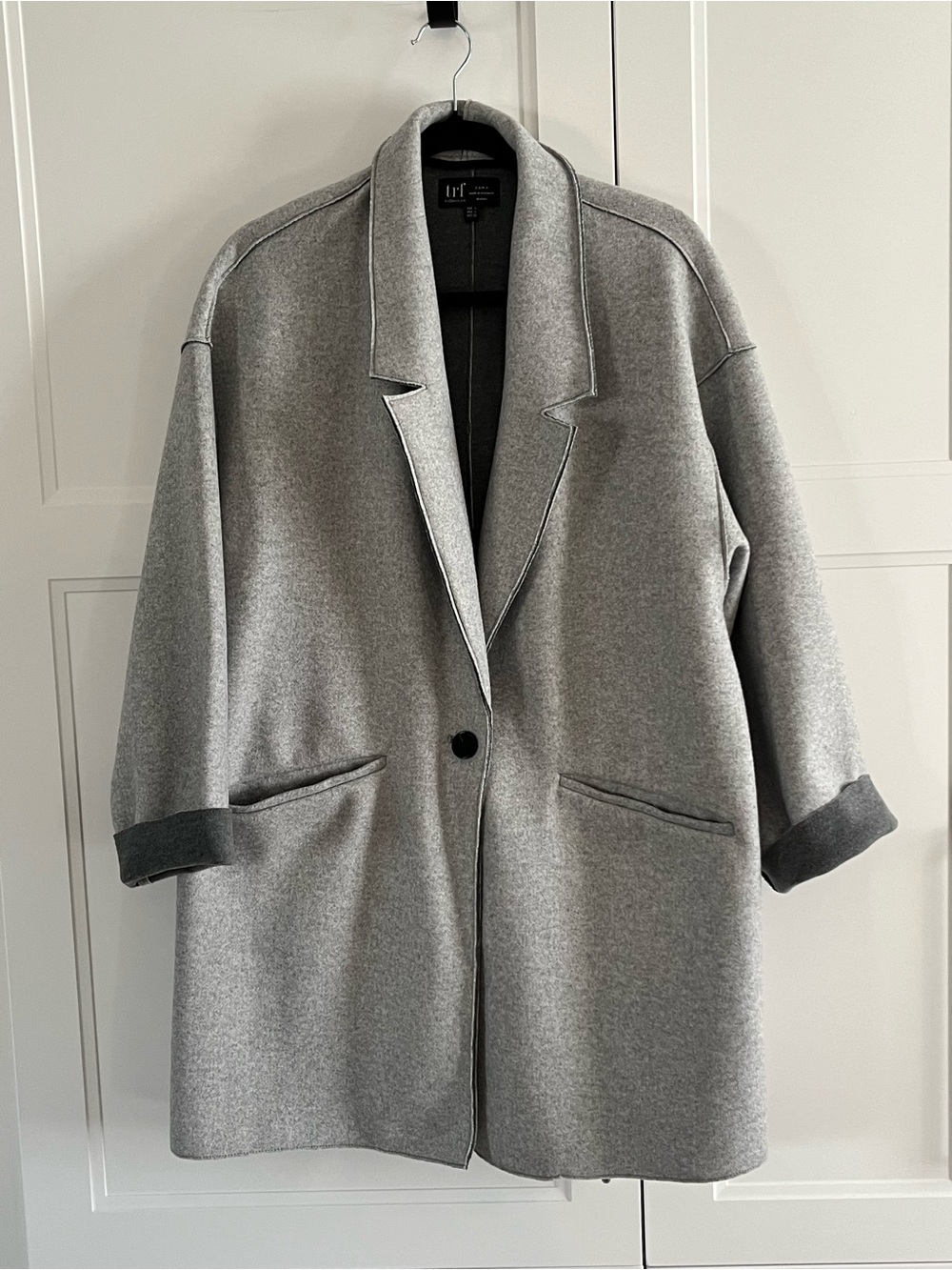 Zara TRF Gray Felt Coat size L